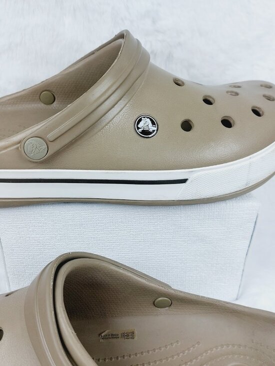 Crocs Men\'s Khaki Brown Classic Crocband Slip-On Casual Clogs Size US 12 main image 4